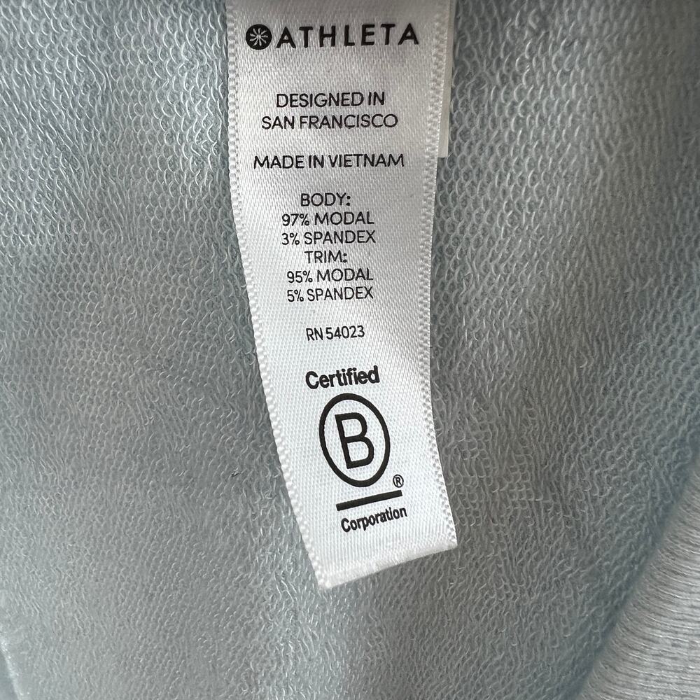 ATHLETA Light Blue Long Sleeve Scoop Neck Mindset Modal Pullover Sweatshirt Sz L - Picture 7 of 8